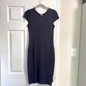 Navy blue short sleeve midi dress